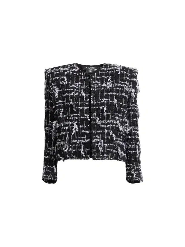 Cropped jacket in fringed tweed