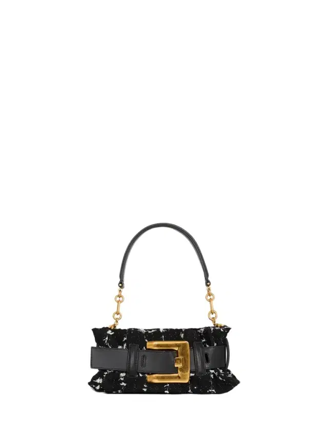 Balmain Mini Anthem bag in smooth leather and tweed