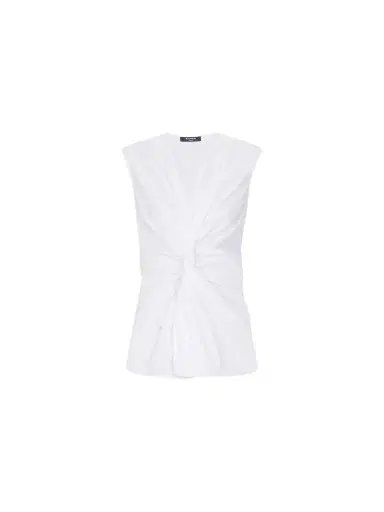 Balmain Draped sleeveless cotton poplin shirt | Thumbnail 1 Balmain Draped sleeveless cotton poplin shirt | Thumbnail 1