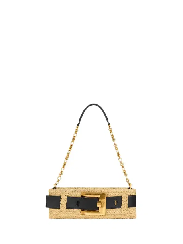 Balmain Anthem clutch bag in smooth leather and crochet