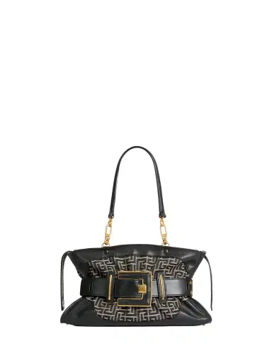Balmain Leather and monogram jacquard Anthem bag | Thumbnail 1 Balmain Leather and monogram jacquard Anthem bag | Thumbnail 1