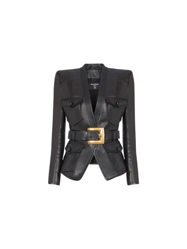 1-button belted leather jacket 1-button belted leather jacket