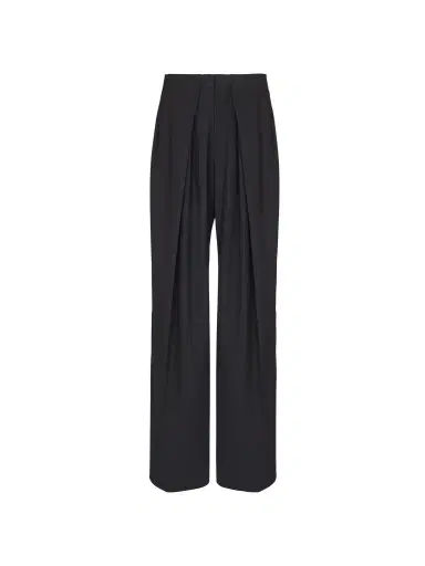 Balmain Wool twill trousers with wide knife pleats | Thumbnail 1 Balmain Wool twill trousers with wide knife pleats | Thumbnail 1