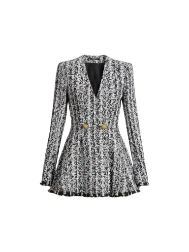 Balmain Two-tone flared tweed dress | Thumbnail 1 Balmain Two-tone flared tweed dress | Thumbnail 1