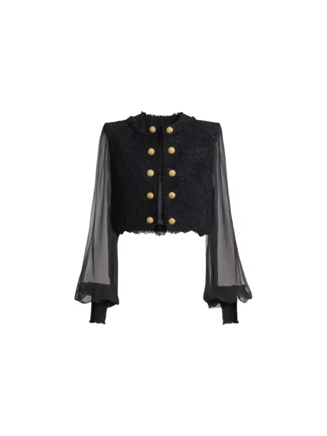 Cropped tweed and muslin jacket