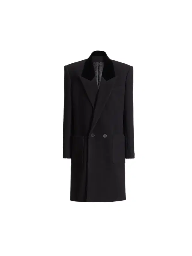 Balmain Long wool and velvet coat
