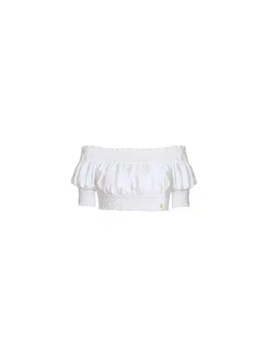 Balmain Poplin off-the-shoulder top | Thumbnail 1 Balmain Poplin off-the-shoulder top | Thumbnail 1