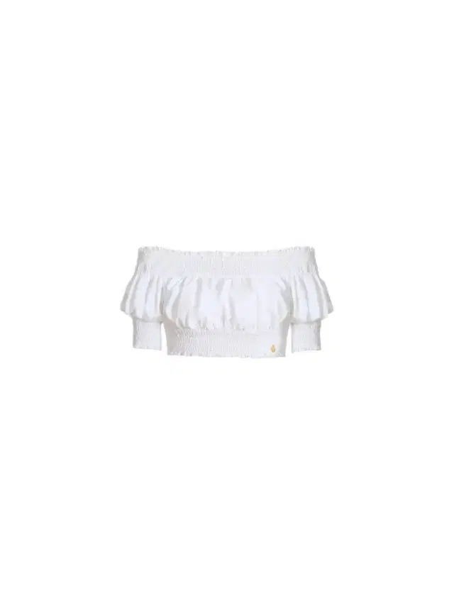Balmain Poplin off-the-shoulder top