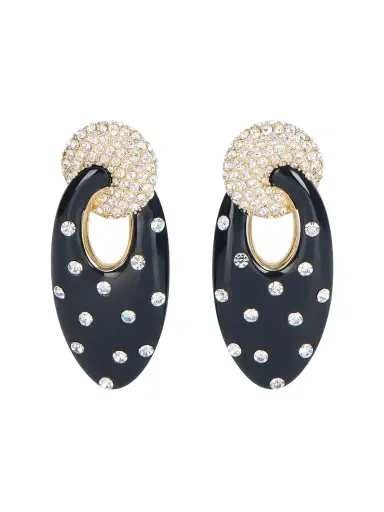 Balmain Lacquered brass Organic earrings with crystals | Thumbnail 1