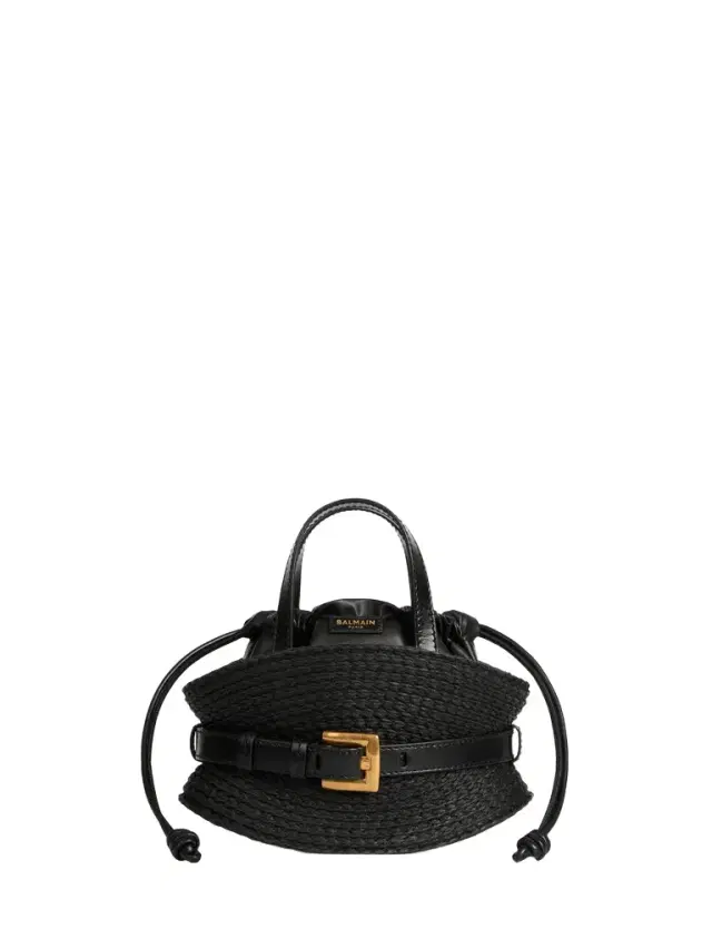 Balmain Shuffle Mini bag in calfskin and raffia
