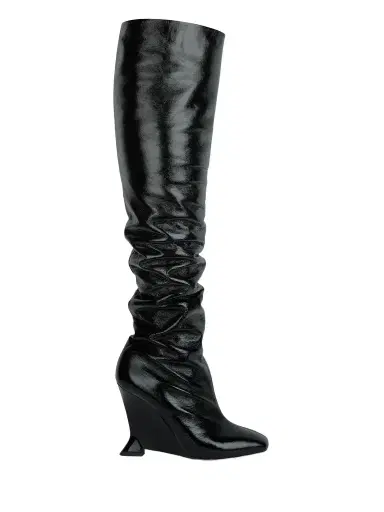 Balmain Thigh-high wedge boots in crinkled patent leather | Thumbnail 1 Balmain Thigh-high wedge boots in crinkled patent leather | Thumbnail 1
