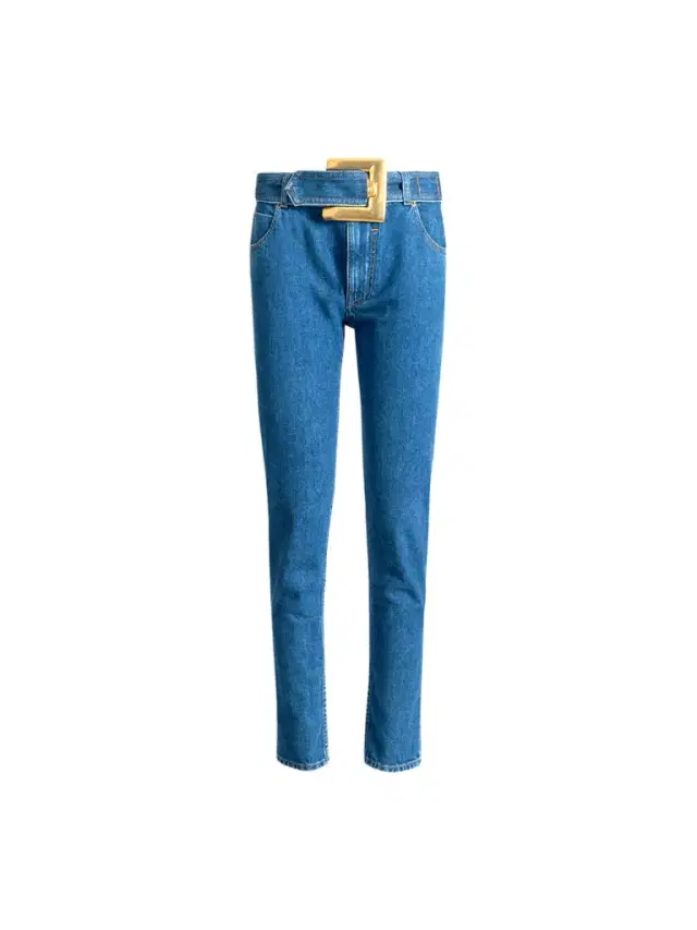 Balmain Belted denim jeans