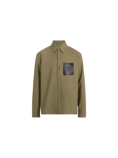 Balmain Wool overshirt with leather Vintage label | Thumbnail 1