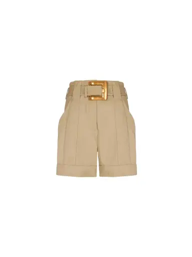 Balmain Cotton gabardine shorts with belt | Thumbnail 1 Balmain Cotton gabardine shorts with belt | Thumbnail 1