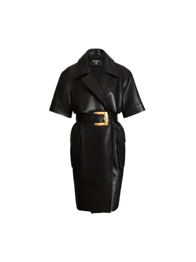 Balmain Belted lambskin leather dress