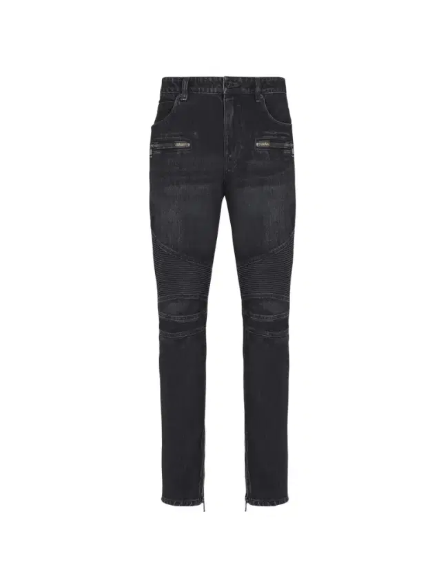 Biker jeans in black vintage denim Biker jeans in black vintage denim