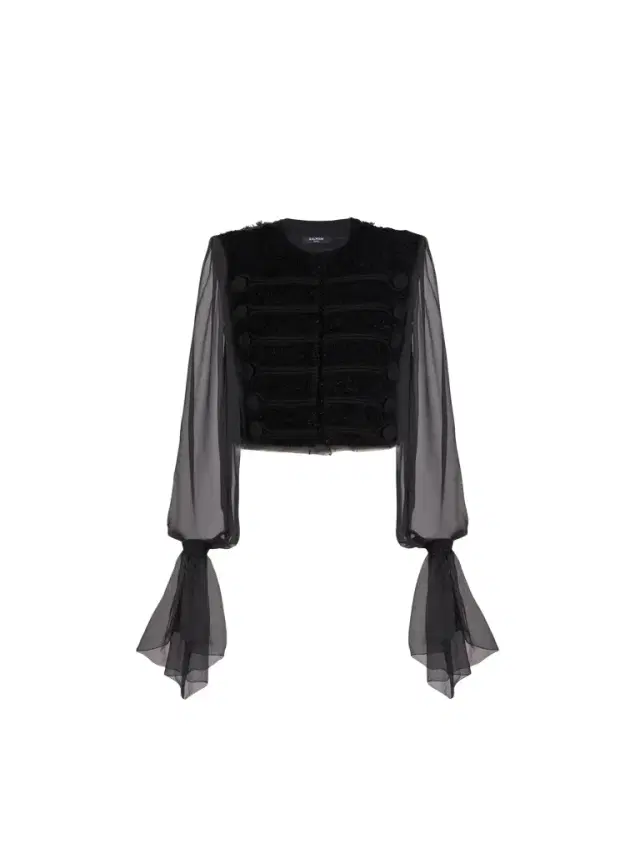 Edge-to-edge tweed and chiffon jacket Edge-to-edge tweed and chiffon jacket