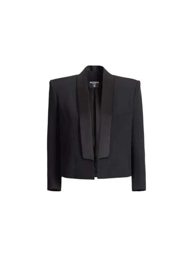 Balmain Cropped grain de poudre jacket