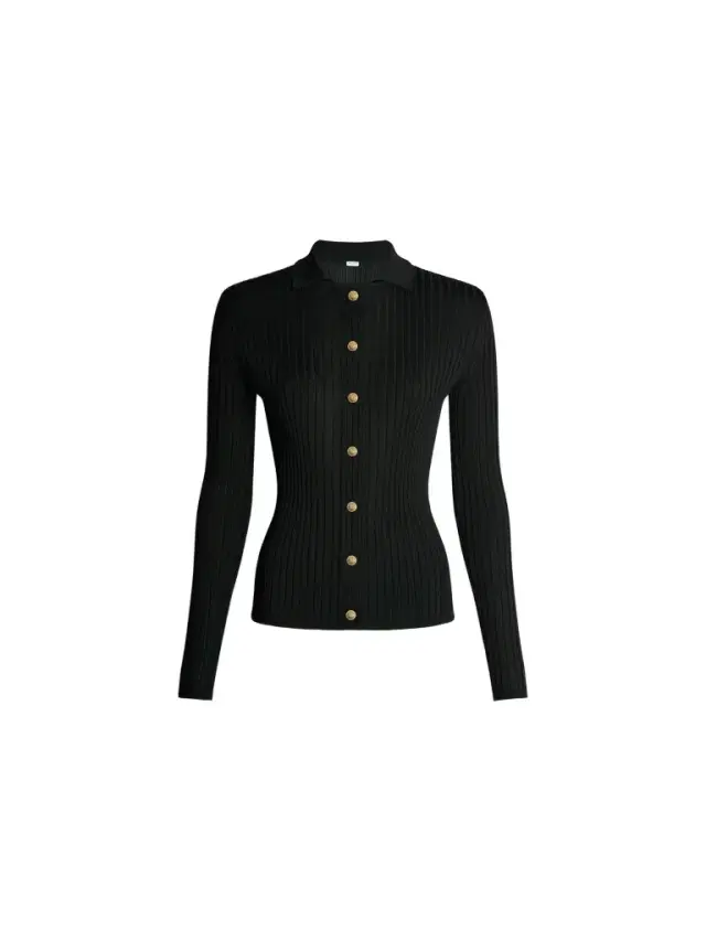 Buttoned ribbed knit cardigan Buttoned ribbed knit cardigan