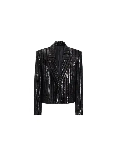 Balmain Cropped sequin velvet jacket | Thumbnail 1 Balmain Cropped sequin velvet jacket | Thumbnail 1