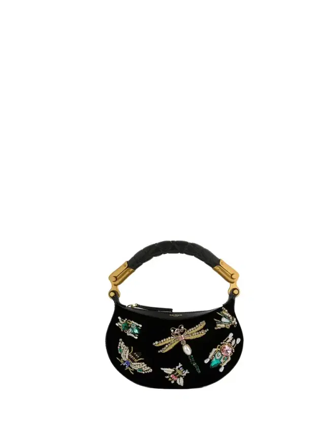 Mini Ebene Insect bag in embroidered velvet