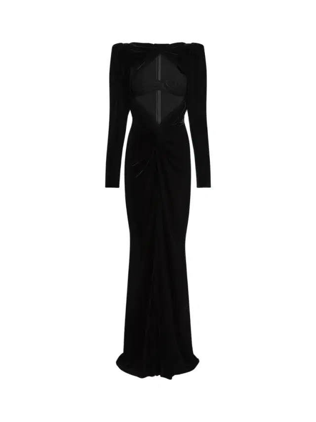 Balmain Long velvet and lace dress