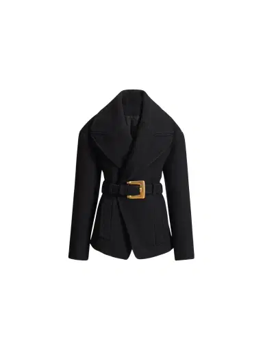 Balmain Belted wool pea coat | Thumbnail 1 Balmain Belted wool pea coat | Thumbnail 1