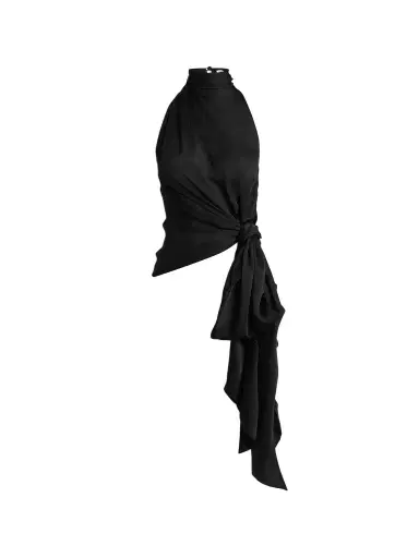 Balmain Open-back silk charmeuse top | Thumbnail 1 Balmain Open-back silk charmeuse top | Thumbnail 1