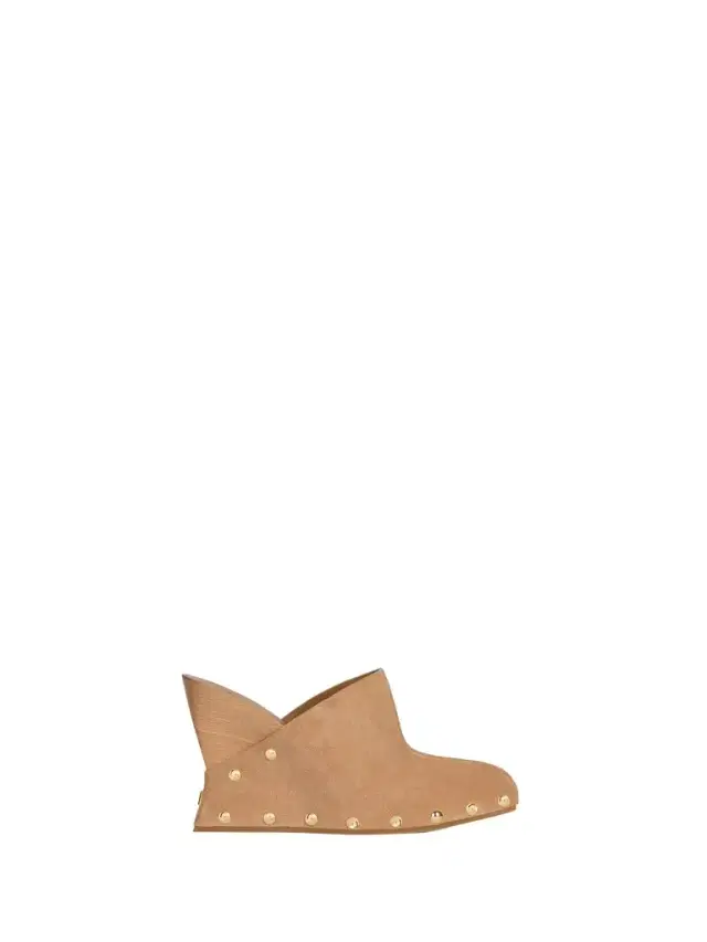 Balmain Wedge clogs in wood and suede