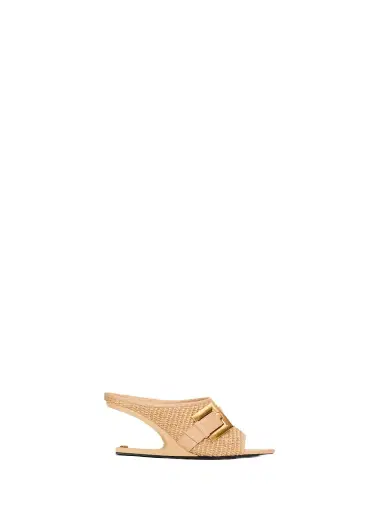 Balmain Anthem No Wedge mules in smooth leather and raffia | Thumbnail 1 Balmain Anthem No Wedge mules in smooth leather and raffia | Thumbnail 1