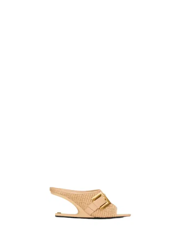 Balmain Anthem No Wedge mules in smooth leather and raffia