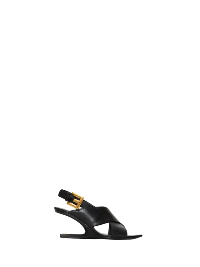 Balmain Anthem No Wedge smooth leather sandals