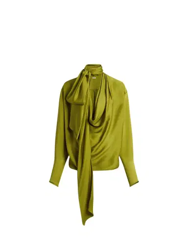 Balmain Draped silk charmeuse blouse | Thumbnail 1 Balmain Draped silk charmeuse blouse | Thumbnail 1