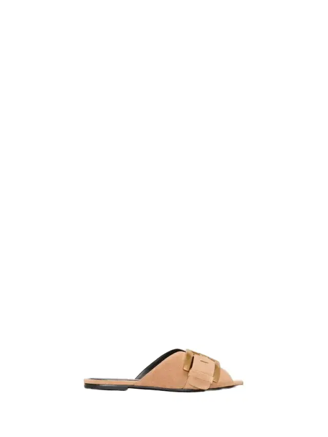 Balmain Flat suede leather Anthem mules