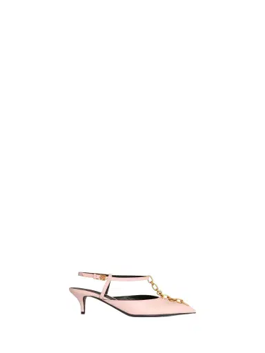 Balmain Sync chain kitten slingbacks in leather | Thumbnail 1 Balmain Sync chain kitten slingbacks in leather | Thumbnail 1