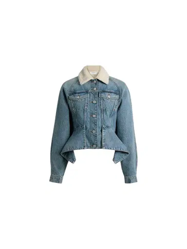 Balmain Denim signature jacket with shearling collar | Thumbnail 1 Balmain Denim signature jacket with shearling collar | Thumbnail 1