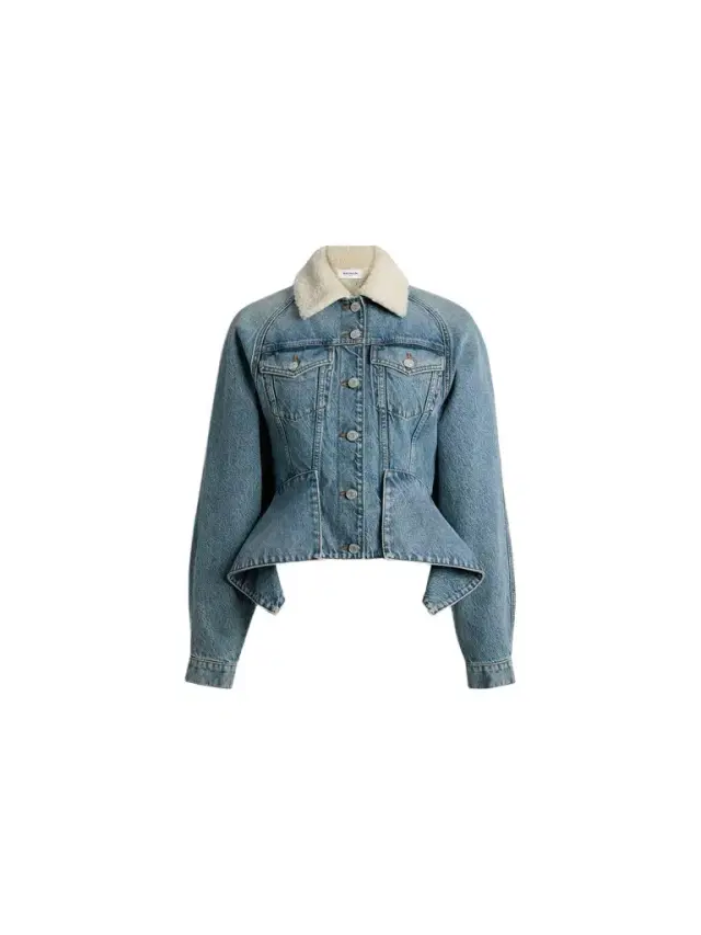 Balmain Denim signature jacket with shearling collar