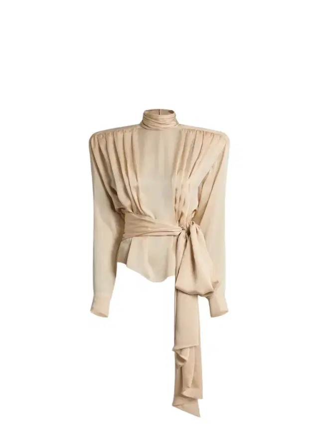Balmain Silk charmeuse blouse with padded shoulders and tie