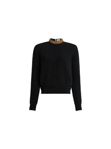 Balmain Cashmere jumper with embroidered trim | Thumbnail 1 Balmain Cashmere jumper with embroidered trim | Thumbnail 1