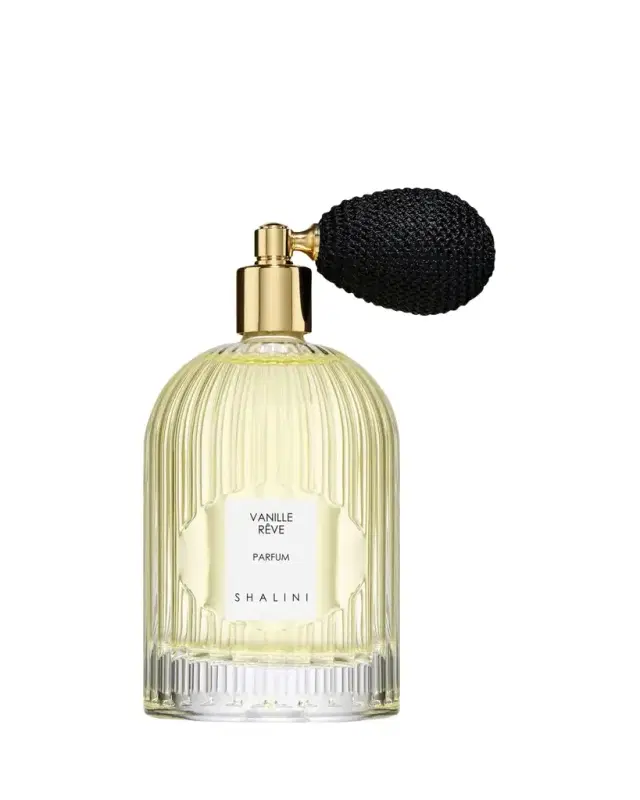 Shalini Parfum Vanille Reve Parfum in Byzantine Glass Flacon with Black Bulb Atomizer, 3.4 oz./ 100 mL