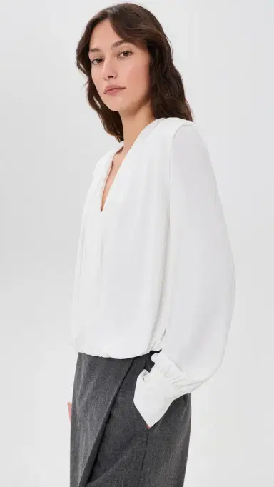 Vince V Neck Bubble Top | Thumbnail 4