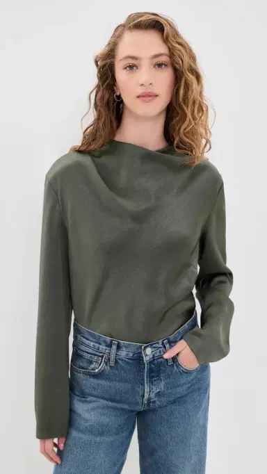 Vince Draped Cowl Neck Blouse | Thumbnail 2