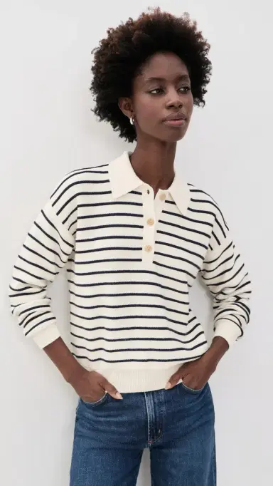 Marine Layer Mid Gauge Rugby Polo Pullover | Thumbnail 2
