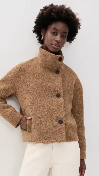 Harris Wharf London Cropped Funnel Boucle Jacket | Thumbnail 2 Harris Wharf London Cropped Funnel Boucle Jacket | Thumbnail 2