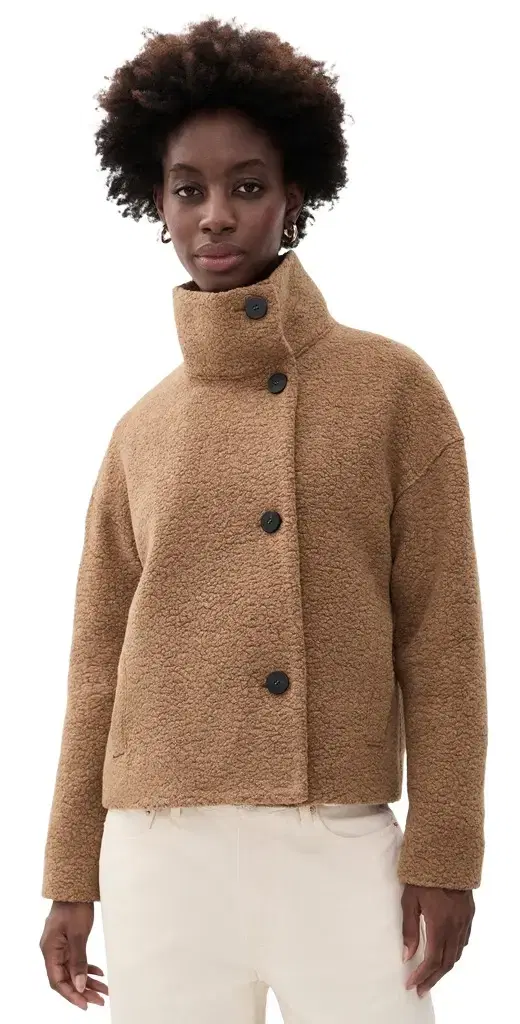 Harris Wharf London Cropped Funnel Boucle Jacket