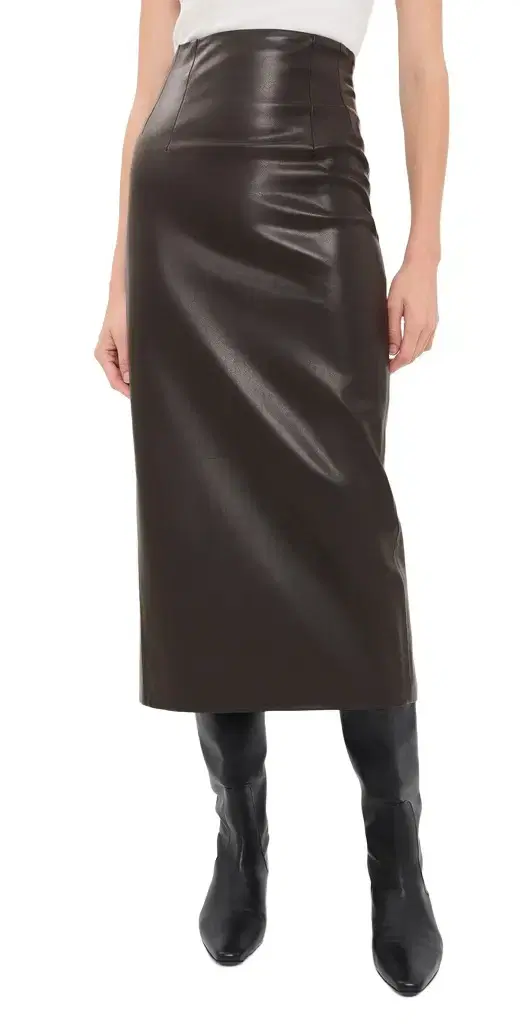 ENZA COSTA Faux Leather High Waist Curve Skirt
