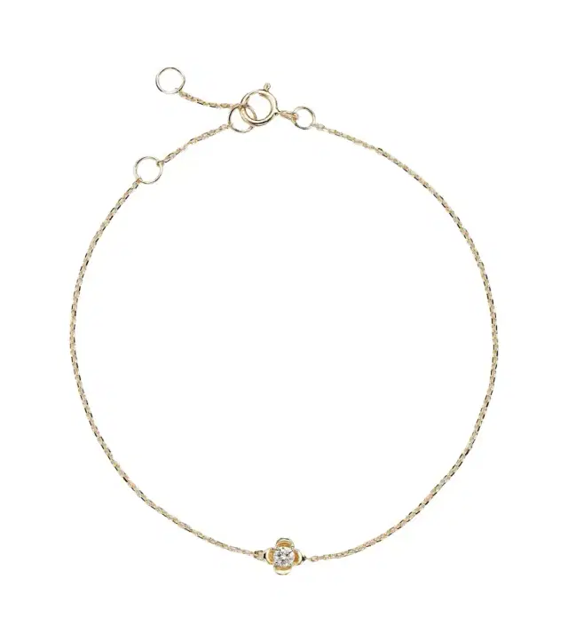 STONE AND STRAND Clover 14kt gold bracelet with diamonds