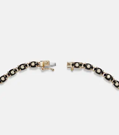 Sydney Evan Tiny Carved Stone 14kt gold necklace with onyxes and diamonds | Thumbnail 2