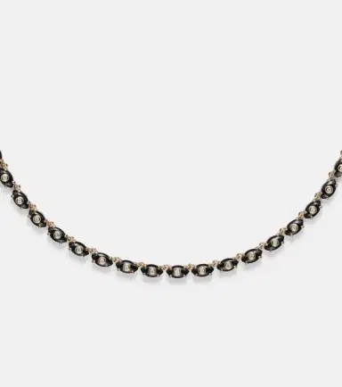 Sydney Evan Tiny Carved Stone 14kt gold necklace with onyxes and diamonds | Thumbnail 3