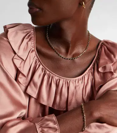 Sydney Evan Tiny Carved Stone 14kt gold necklace with onyxes and diamonds | Thumbnail 4